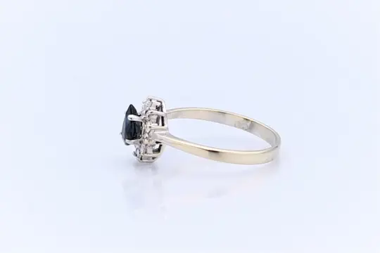 18 karaat Witgoud - Ring Saffier - Diamanten, 0,775 ct.