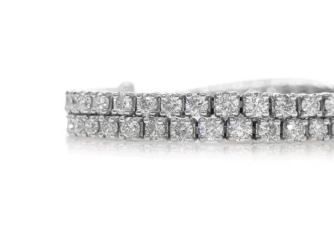 4.43 Carat Diamond Tennis Riviera - 14 karaat Witgoud - Armband - GEEN RESERVE