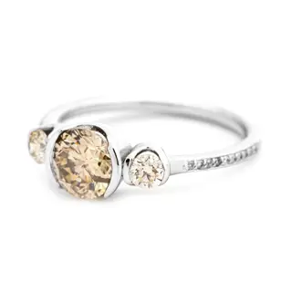 1.32 tcw Diamond Ring - 14 karaat Witgoud - Ring - 1.02 ct Diamant - Diamanten van 0,30 ct - geen minimumprijs