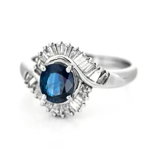 1.47 tcw Sapphire Ring Platina - Ring - 1.04 ct Saffier - Diamanten van 0,43 ct - geen minimumprijs
