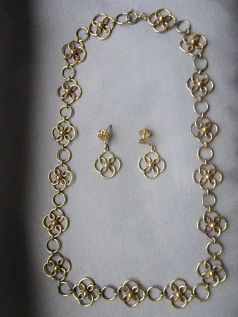 835 Verguld, Zilver - Halsketting, Oorbellen, Parure