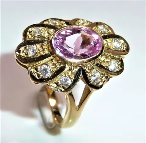 18 karaat Geel goud - Ring - 0.20 ct - + 1,75 cent. roze saffier