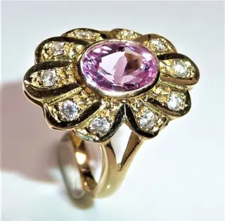 18 karaat Geel goud - Ring - 0.20 ct - + 1,75 cent. roze saffier