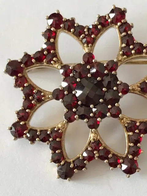 925 Zilver - Broche - Granaatstenen