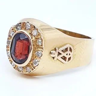 18 karaat Geel goud - Ring - 0.60 ct Granaat