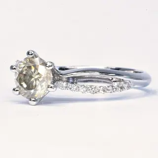 1.20 ct Natural Fancy Yellowish Gray SI1 - 14 karaat Witgoud - Ring - 1.07 ct Diamant - Diamanten, Geen minimumprijs