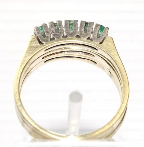 Set of 3 - 14 karaat Geel goud, Witgoud - Ring - Robijnen, Saffieren, Smaragden
