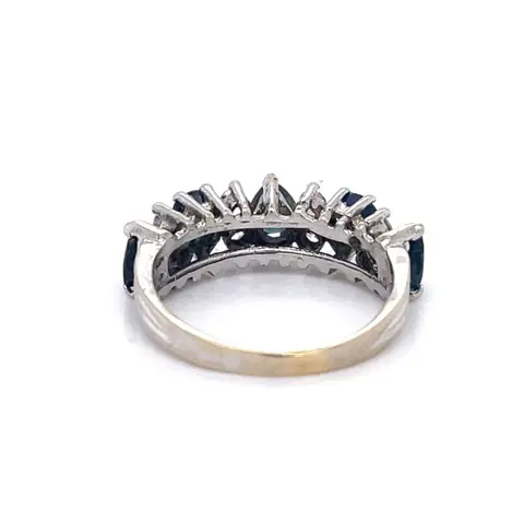 14 karaat Witgoud - Ring - 1.25 ct Saffier - Diamanten