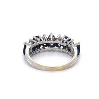 14 karaat Witgoud - Ring - 1.25 ct Saffier - Diamanten