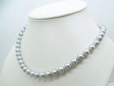 No Reserve Price - Akoya Pearls, Natural Blue, Round, 8 -8.5 mm - 18 karaat Witgoud - Halsketting