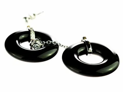 Intini Jewels - 18 karaat Goud, Witgoud - Oorbellen Diamant - Onyx