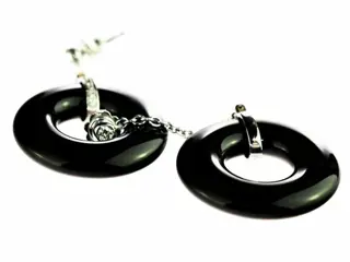 Intini Jewels - 18 karaat Goud, Witgoud - Oorbellen Diamant - Onyx