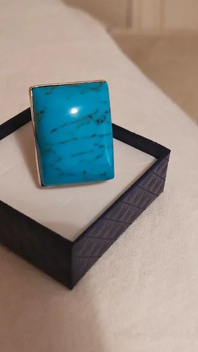Anello con turchese anni 79 Zilver - Ring Turquoise