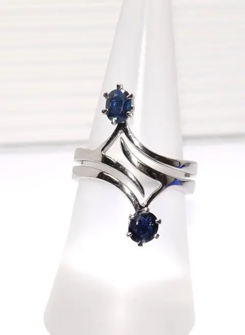 Free Resizing - 14 karaat Witgoud - Ring, Set - 1.00 ct Saffieren