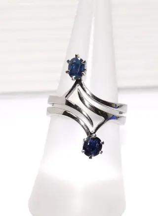 Free Resizing - 14 karaat Witgoud - Ring, Set - 1.00 ct Saffieren