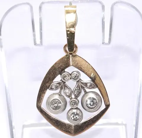 old-cut diamonds - 14 karaat Geel goud, Zilver - Hanger - 0.34 ct Diamant