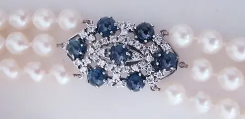 18 karaat Witgoud - Halsketting Diamant - Diamanten, Saffieren