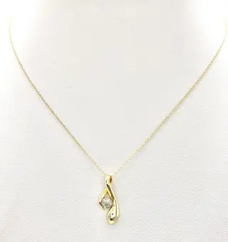 "NO RESERVE"Serpent - 18 karaat Geel goud - Collier met hanger - Diamanten