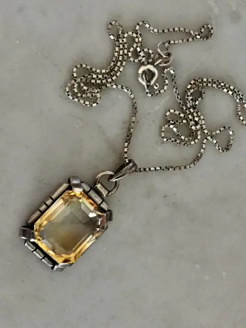 Zilver - Collier met hanger Citrien