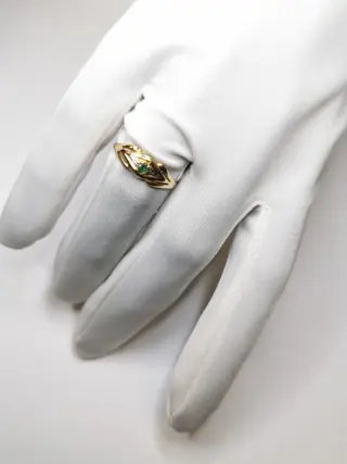 18 karaat Goud - Ring - 0.06 ct Smaragd