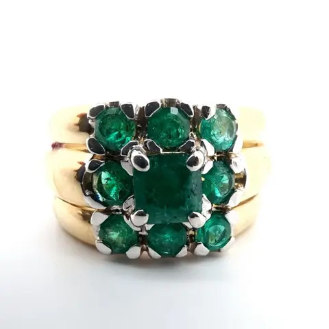 18 karaat Geel goud - Ring - 1.10 ct Smaragd