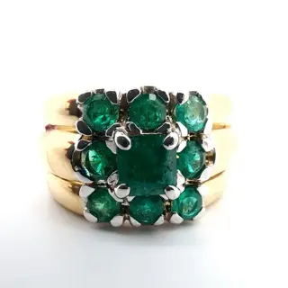 18 karaat Geel goud - Ring - 1.10 ct Smaragd