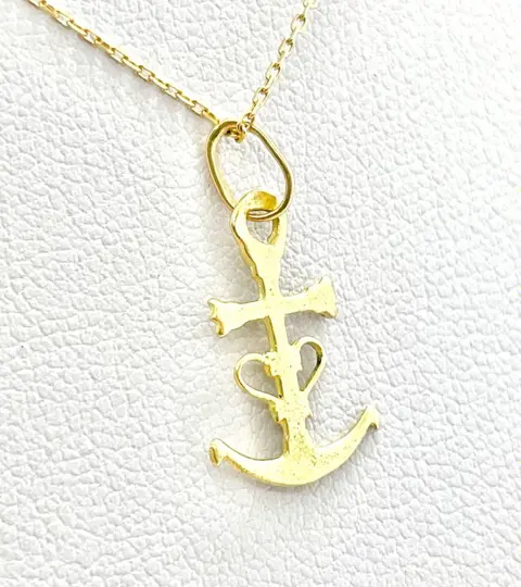 "Aucun prix de réserve" Ancre de Marine - 18 karaat Geel goud - Collier met hanger