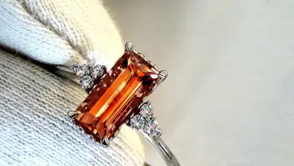 Tourmaline Ring - 14 karaat Witgoud - Ring Toermalijn - Oranje Roze En Diamanten - Geen Reservering