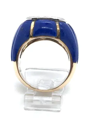 18 karaat Geel goud - Ring - 0.66 ct Diamant - Lapis lazulis