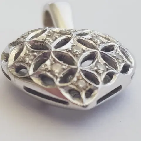 18 karaat Goud, Witgoud - Collier met hanger Diamant