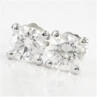 0.80 ct vs diamond stud earrings - 14 karaat Witgoud - Oorbellen Diamant - AIG gecertificeerd zonder reserve