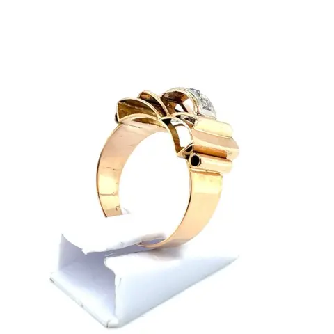 18 karaat Goud, Rosé goud, Tweekleurig, Witgoud - Ring - 0.09 ct Diamant - Diamanten