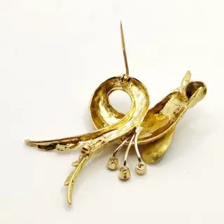 18 karaat Geel goud - Broche Smaragd