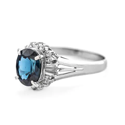 3.23 tcw Sapphire Ring Platina - Ring - 2.92 ct Saffier - 0,31 ct diamanten - geen minimumprijs
