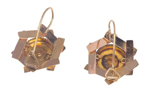 NO RESERVE PRICE - 14 karaat Geel goud - Oorbellen - Rode Strass, Vintage antiek anno 1890