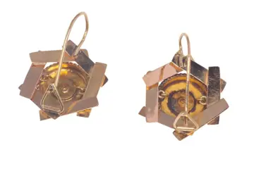 NO RESERVE PRICE - 14 karaat Geel goud - Oorbellen - Rode Strass, Vintage antiek anno 1890