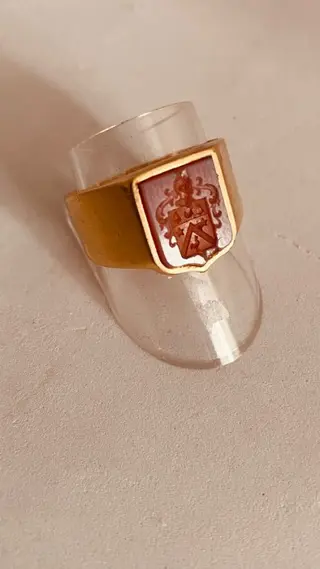 Antiquaire Paris - 18 karaat Goud - Ring Carneool