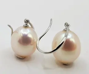 No Reserve Price - 10x11mm Edison Freshwater Drops - 925 Zilver - Oorbellen