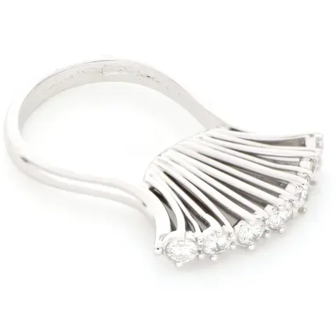 Vintage - No Reserve Price - 18 karaat Witgoud - Ring - 0.78 ct