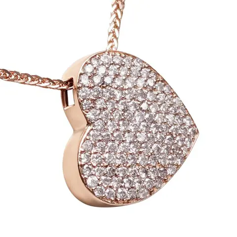 0.40 Cttw Light Pink Diamonds Heart - 14 karaat Rosé goud - Collier met hanger - GEEN RESERVE