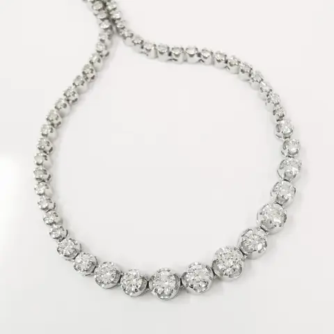 7.72 ct vvs graduated diamond designer eternity necklace - 14 karaat Witgoud - Halsketting Diamant - Diamanten, AIG gecertificeerd zonder reserve