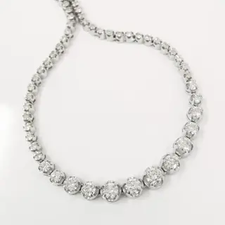 7.72 ct vvs graduated diamond designer eternity necklace - 14 karaat Witgoud - Halsketting Diamant - Diamanten, AIG gecertificeerd zonder reserve