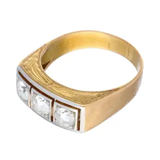 18 karaat Geel goud, Goud, Witgoud - Ring - 0.09 ct Diamant