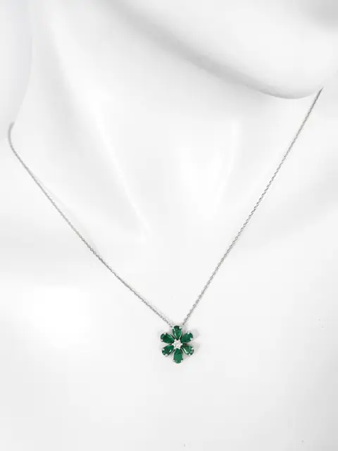 *NO RESERVE PRICE* 1.14ct Emerald and Diamond Pendant - 14 karaat Witgoud - Hanger