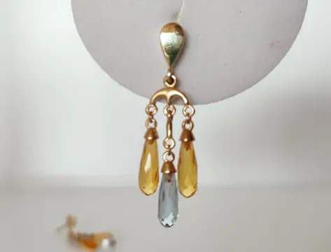 **no Reserve price** - 8 karaat Goud - Oorbellen Spinel - Citrienen