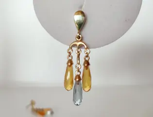 **no Reserve price** - 8 karaat Goud - Oorbellen Spinel - Citrienen