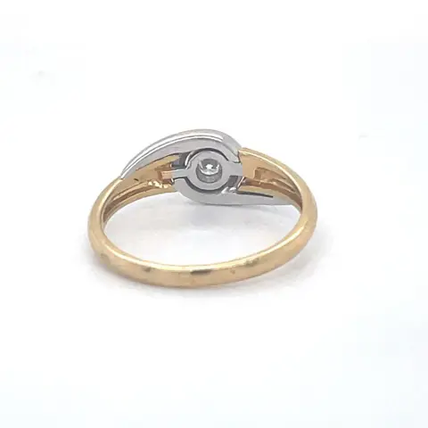 18 karaat Geel goud, Witgoud - Ring - 0.07 ct Diamant