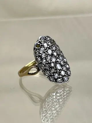 Geel goud, Zilver - Ring Diamant