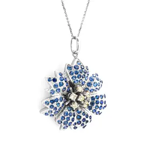 2.50 tcw Sapphire Pendant - 18 karaat Witgoud - Collier met hanger - 2.00 ct Saffier - Diamanten van 0,50 ct - geen minimumprijs