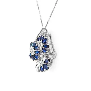 3.31 tcw Sapphire Pendant - 18 karaat Witgoud - Collier met hanger - 3.16 ct Saffier - Diamanten van 0,15 ct - geen minimumprijs